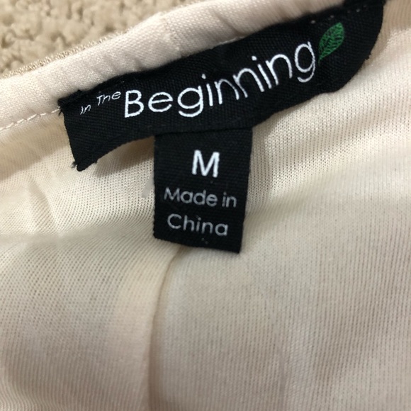In The Beginning Romper Beige Crisscross Back Sz M - Picture 8 of 10